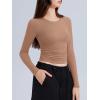 imageREORIA Long Sleeve Shirts for Women 2024 Fall Fashion Round Neck Basics Y2K Tops Layering Slim Fitted TopRoebuck