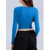 imageREORIA Long Sleeve Shirts for Women 2024 Fall Fashion Round Neck Basics Y2K Tops Layering Slim Fitted TopRoyal Blue