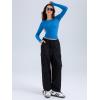 imageREORIA Long Sleeve Shirts for Women 2024 Fall Fashion Round Neck Basics Y2K Tops Layering Slim Fitted TopRoyal Blue