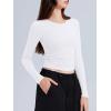 imageREORIA Long Sleeve Shirts for Women 2024 Fall Fashion Round Neck Basics Y2K Tops Layering Slim Fitted TopWhite