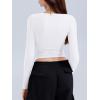 imageREORIA Long Sleeve Shirts for Women 2024 Fall Fashion Round Neck Basics Y2K Tops Layering Slim Fitted TopWhite