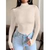 imageREORIA Womens Long Sleeve Mock Turtle Neck Tops Fall Winter Basic Double Lined Layering Lightweight Slim Fitted ShirtsApricot