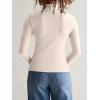 imageREORIA Womens Long Sleeve Mock Turtle Neck Tops Fall Winter Basic Double Lined Layering Lightweight Slim Fitted ShirtsApricot