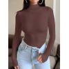 imageREORIA Womens Long Sleeve Mock Turtle Neck Tops Fall Winter Basic Double Lined Layering Lightweight Slim Fitted ShirtsCoffee
