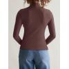 imageREORIA Womens Long Sleeve Mock Turtle Neck Tops Fall Winter Basic Double Lined Layering Lightweight Slim Fitted ShirtsCoffee