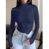 imageREORIA Womens Long Sleeve Mock Turtle Neck Tops Fall Winter Basic Double Lined Layering Lightweight Slim Fitted ShirtsDeep Blue