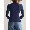 imageREORIA Womens Long Sleeve Mock Turtle Neck Tops Fall Winter Basic Double Lined Layering Lightweight Slim Fitted ShirtsDeep Blue