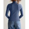 imageREORIA Womens Long Sleeve Mock Turtle Neck Tops Fall Winter Basic Double Lined Layering Lightweight Slim Fitted ShirtsGrey Blue