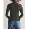 imageREORIA Womens Long Sleeve Mock Turtle Neck Tops Fall Winter Basic Double Lined Layering Lightweight Slim Fitted ShirtsGrey Green