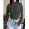 imageREORIA Womens Long Sleeve Mock Turtle Neck Tops Fall Winter Basic Double Lined Layering Lightweight Slim Fitted ShirtsGrey Green