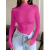 imageREORIA Womens Long Sleeve Mock Turtle Neck Tops Fall Winter Basic Double Lined Layering Lightweight Slim Fitted ShirtsHot Pink