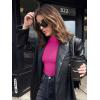 imageREORIA Womens Long Sleeve Mock Turtle Neck Tops Fall Winter Basic Double Lined Layering Lightweight Slim Fitted ShirtsHot Pink