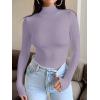 imageREORIA Womens Long Sleeve Mock Turtle Neck Tops Fall Winter Basic Double Lined Layering Lightweight Slim Fitted ShirtsPurple