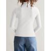 imageREORIA Womens Long Sleeve Mock Turtle Neck Tops Fall Winter Basic Double Lined Layering Lightweight Slim Fitted ShirtsWhite