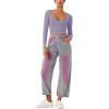 imageREORIA Womens Long Sleeve Scoop Neck Shirts Slim Double Lined Fashion Layering Fall Basic Crop TopsHazy Lilac