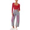 imageREORIA Womens Long Sleeve Scoop Neck Shirts Slim Double Lined Fashion Layering Fall Basic Crop TopsRed