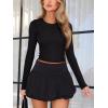 imageREORIA Womens Sexy Crew Neck Long Sleeve Basic Layering T Shirts Slim Fitted Lightweight Y2K Going Out Crop TopBlack