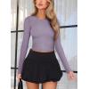 imageREORIA Womens Sexy Crew Neck Long Sleeve Basic Layering T Shirts Slim Fitted Lightweight Y2K Going Out Crop TopHazy Lilac