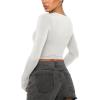 imageREORIA Womens Sexy Crew Neck Long Sleeve Basic Layering T Shirts Slim Fitted Lightweight Y2K Going Out Crop TopLight Grey