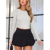 imageREORIA Womens Sexy Crew Neck Long Sleeve Basic Layering T Shirts Slim Fitted Lightweight Y2K Going Out Crop TopLight Grey