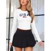 imageREORIA Womens Sexy Crew Neck Long Sleeve Basic Layering T Shirts Slim Fitted Lightweight Y2K Going Out Crop TopWhite