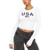 imageREORIA Womens Sexy Crew Neck Long Sleeve Basic Layering T Shirts Slim Fitted Lightweight Y2K Going Out Crop TopWhite