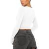 imageREORIA Womens Sexy Crew Neck Long Sleeve Basic Layering T Shirts Slim Fitted Lightweight Y2K Going Out Crop TopWhite