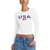 imageREORIA Womens Sexy Crew Neck Long Sleeve Basic Layering T Shirts Slim Fitted Lightweight Y2K Going Out Crop TopWhite