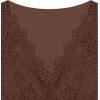 imageREORIA Womens Sexy VNeck Long Sleeve Shirts Double Lined Slim Fitted Trendy Lace Y2K Going Out Crop TopCoffee
