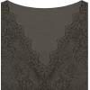 imageREORIA Womens Sexy VNeck Long Sleeve Shirts Double Lined Slim Fitted Trendy Lace Y2K Going Out Crop TopGrey Green