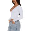 imageREORIA Womens Sexy VNeck Long Sleeve Shirts Double Lined Slim Fitted Trendy Lace Y2K Going Out Crop TopWhite