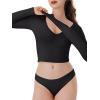 imageREORIA Womens V Neck Long Sleeve Slim Fitted Crop Tops Soft Layering Basic Shirt 2024 Fall Going Out TopBlack