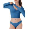 imageREORIA Womens V Neck Long Sleeve Slim Fitted Crop Tops Soft Layering Basic Shirt 2024 Fall Going Out TopBlue