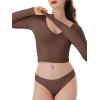 imageREORIA Womens V Neck Long Sleeve Slim Fitted Crop Tops Soft Layering Basic Shirt 2024 Fall Going Out TopCoffee