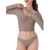 imageREORIA Womens V Neck Long Sleeve Slim Fitted Crop Tops Soft Layering Basic Shirt 2024 Fall Going Out TopLight Coffee