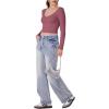 imageREORIA Womens V Neck Long Sleeve Slim Fitted Crop Tops Soft Layering Basic Shirt 2024 Fall Going Out TopMasala