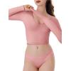 imageREORIA Womens V Neck Long Sleeve Slim Fitted Crop Tops Soft Layering Basic Shirt 2024 Fall Going Out TopPink