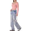 imageREORIA Womens V Neck Long Sleeve Slim Fitted Crop Tops Soft Layering Basic Shirt 2024 Fall Going Out TopPink