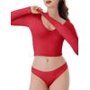 imageREORIA Womens V Neck Long Sleeve Slim Fitted Crop Tops Soft Layering Basic Shirt 2024 Fall Going Out TopRed