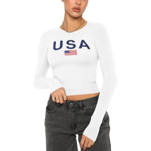 imageREORIA Womens Sexy Crew Neck Long Sleeve Basic Layering T Shirts Slim Fitted Lightweight Y2K Going Out Crop TopWhite