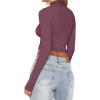 imageREORIA Womens Basic Mock Turtle Neck Long Sleeve Lightweight Double Lined Layering Slim Fitted Crop TopMarsala Pink