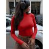 imageREORIA Womens Basic Mock Turtle Neck Long Sleeve Lightweight Double Lined Layering Slim Fitted Crop TopRed