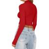 imageREORIA Womens Basic Mock Turtle Neck Long Sleeve Lightweight Double Lined Layering Slim Fitted Crop TopRed