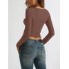 imageREORIA Womens Basic Square Neck Long Sleeve Shirts Double Lined Tops Tight Shirts Fall Outfits 2025Coffee