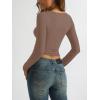 imageREORIA Womens Basic Square Neck Long Sleeve Shirts Double Lined Tops Tight Shirts Fall Outfits 2025Light Taupe