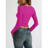 imageREORIA Womens Basic Square Neck Long Sleeve Shirts Double Lined Tops Tight Shirts Fall Outfits 2025Neon Rose Red