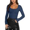 imageREORIA Womens Basic Square Neck Long Sleeve Shirts Double Lined Tops Tight Shirts Fall Outfits 2025Starry Blue