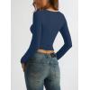 imageREORIA Womens Basic Square Neck Long Sleeve Shirts Double Lined Tops Tight Shirts Fall Outfits 2025Starry Blue