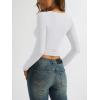 imageREORIA Womens Basic Square Neck Long Sleeve Shirts Double Lined Tops Tight Shirts Fall Outfits 2025White