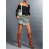 imageREORIA Womens Off The Shoulder Tops Double Lined Tight Long Sleeve Shirt Ruched Mesh Crop Top Y2k Going Out TopsBlack